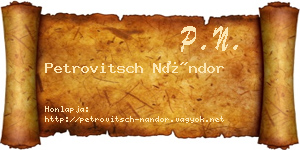 Petrovitsch Nándor névjegykártya